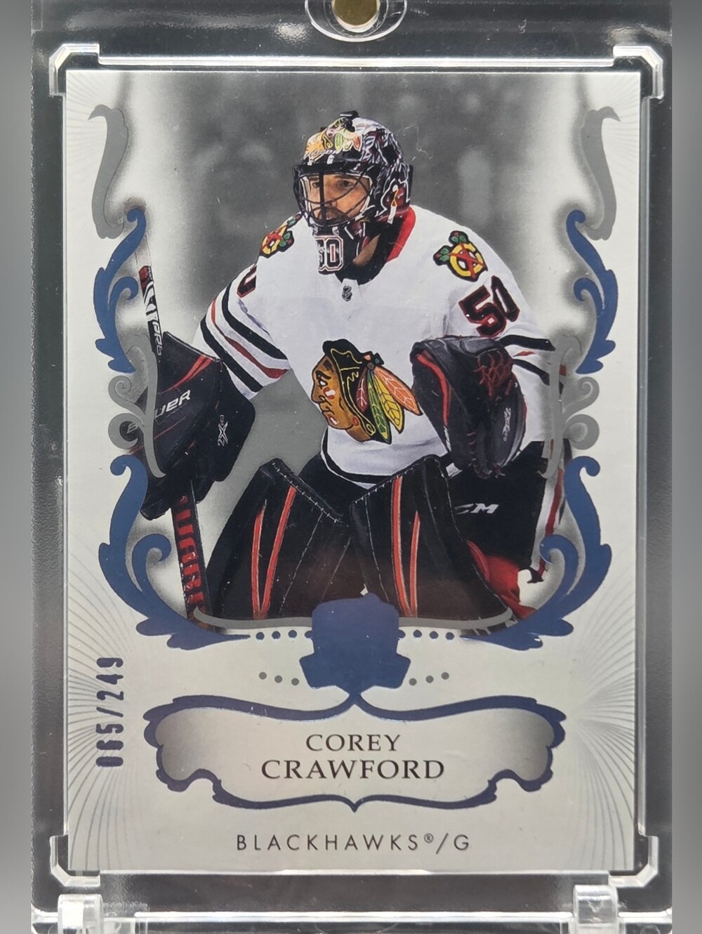 Corey Crawford 065/249 – 2023‑24 Upper Deck The Cup – Chicago Blackhawks Goalie